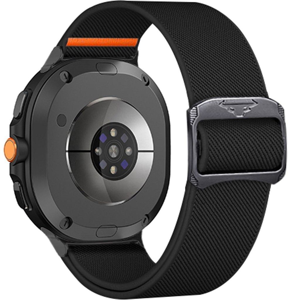 FFO2World verstellbares Nylonarmband für Samsung Galaxy Watch 8 (40/44 mm, Classic 46 mm) – Robust & elastisch, Flechtarmband –Schwarz