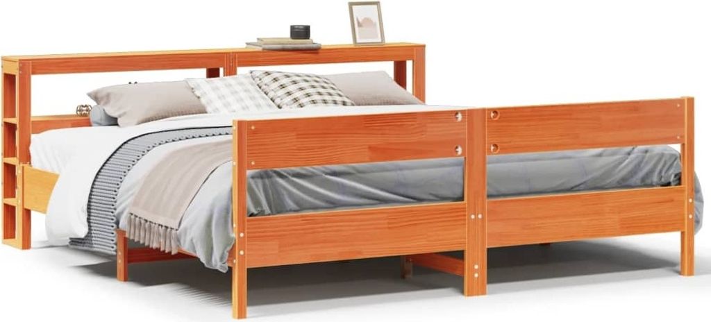 Maison Exclusive - Massivholzbett ohne Matratze Wachsbraun 180x200 Kiefernholz