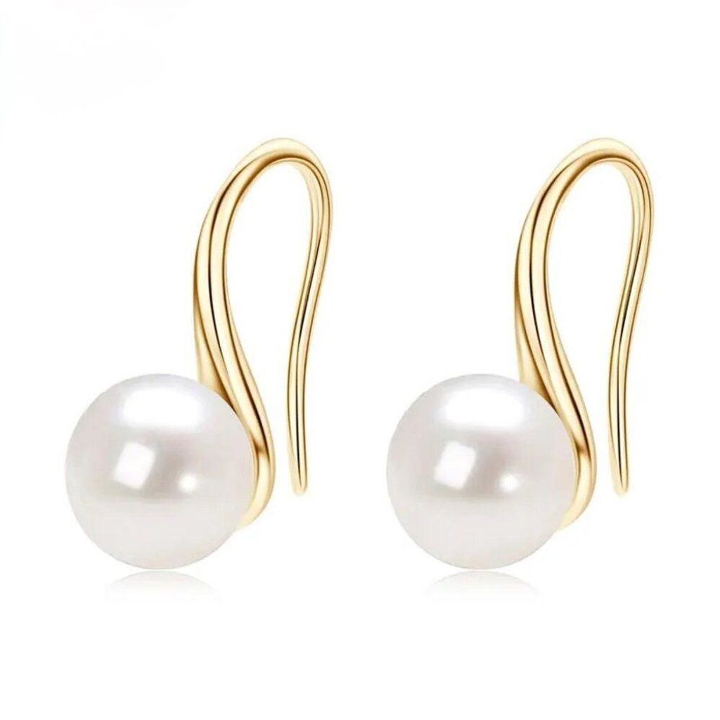 Perlenohrringe Elegant geschwungene Damen Perlen Ohrringe Silber Gold
