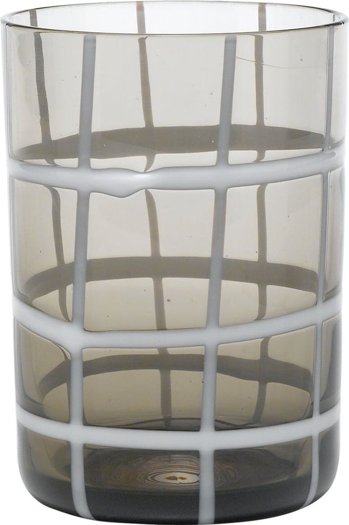 Zafferano Twiddle - Set mit 6 grauen Gläsern aus geblasenem Glas, 35 cl - handgefertigte Trinkgläser mit weißem Nachbildung, spülmaschinenfest