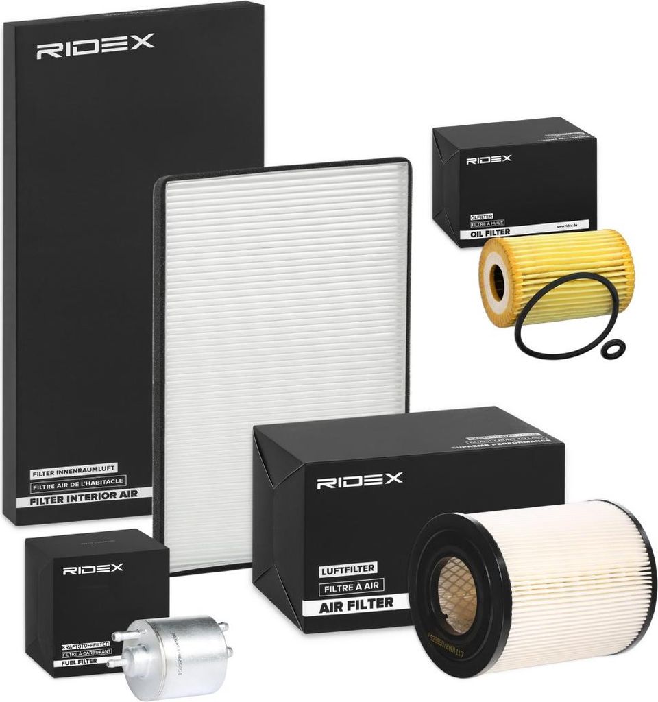 RIDEX Filterset Inspektionspaket Filtersatz passend für MERCEDES-BENZ A-Klasse (W168) VANEO (414)