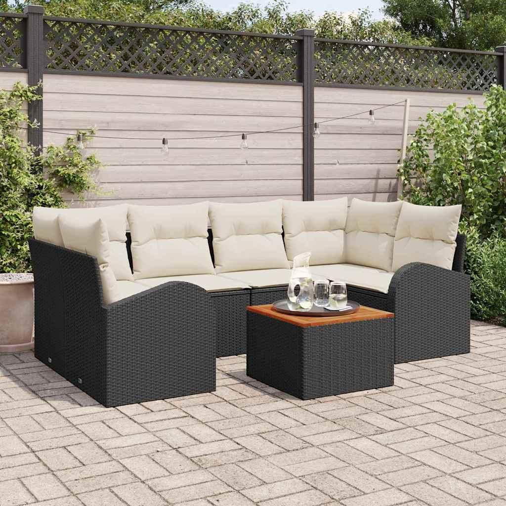 Maison Exclusive - Gartensofa-set mit Kissen 7 pcs Schwarz Poly-Rattan