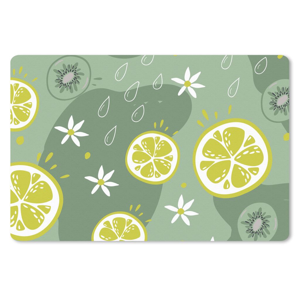MuchoWow Schreibtischunterlage Sommer - Zitrusfrüchte - Kiwi - Blumen 60x40 cm - XXL Mauspad - Großes Mauspad