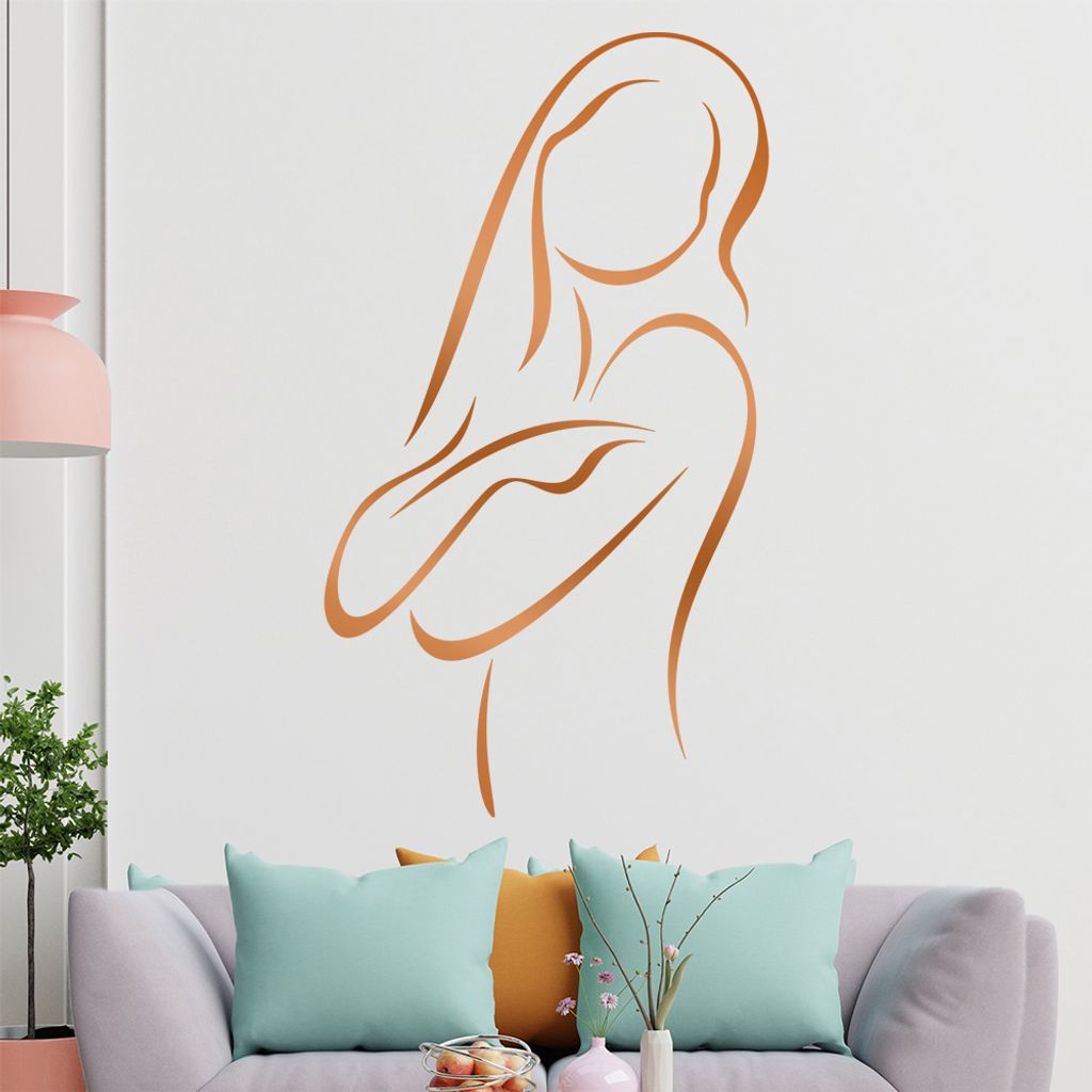 Frau sich umarmend - Linien Wandtattoo in 6 Größen - Wandaufkleber Wall Sticker - Dekoration, Küche, Wohnzimmer, Schlafzimmer, Badezimmer