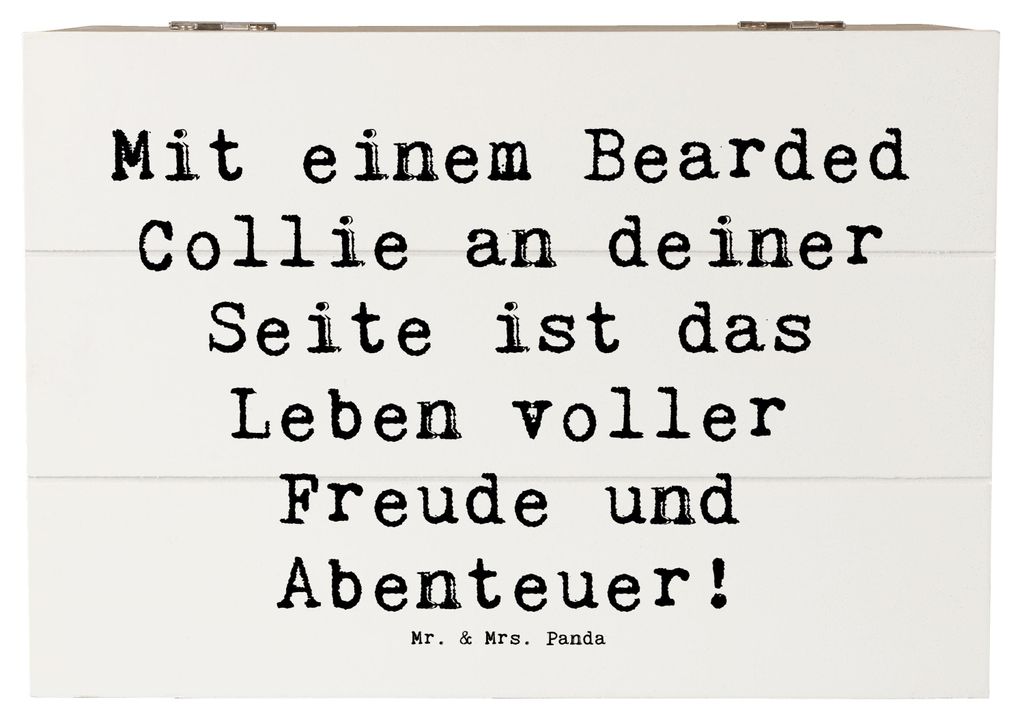 Mr. & Mrs. Panda Holzkiste Spruch Bearded Collie Freund 22 x 15 cm - Weiß - Geschenk, fotobox, fröhlich, Box, schatztruhe, Hunderassen Pflege, ve...