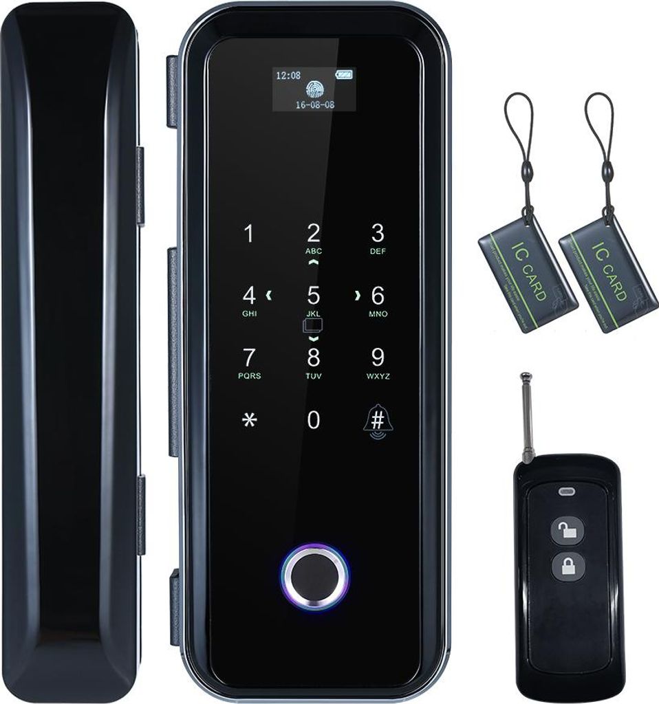 Smart Fingerprint Glass Door Lock 4 Ways to Unlock Intelligent Audio Navigation Remote Control Anti-peep Anti-decode Touchscreen High End for Left ...