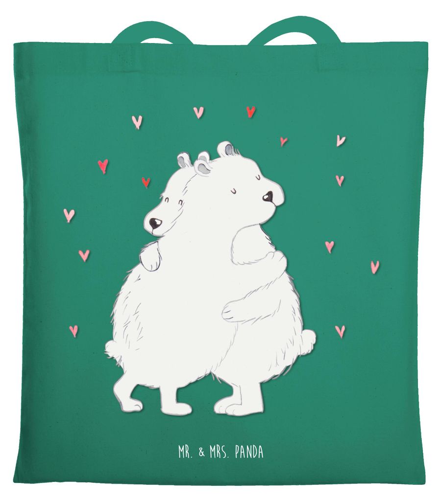 Mr. & Mrs. Panda dokumententasche Eisbär Umarmen - Mint - Geschenk, Büchertasche, Lustige Sprüche, Schultasche, Tote Bag, Laptoptasche, Jutebeut...