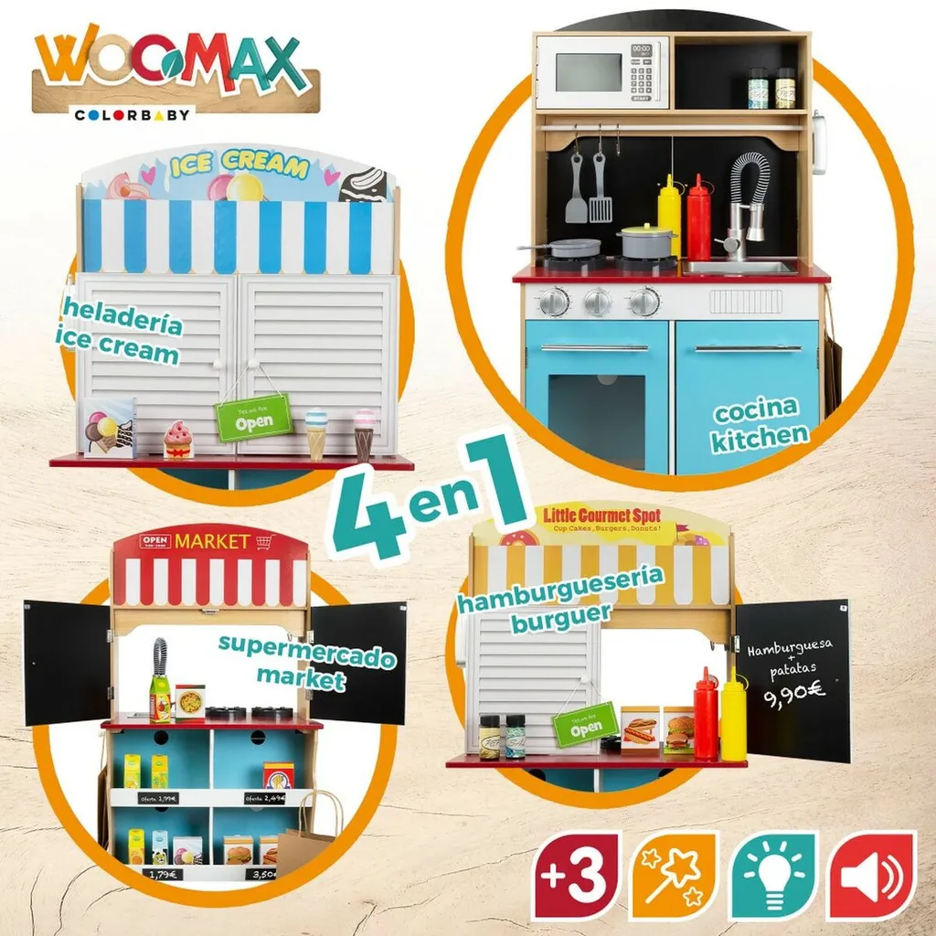 Cuisine Play & Learn 109cm avec effets interactifs et design bois
