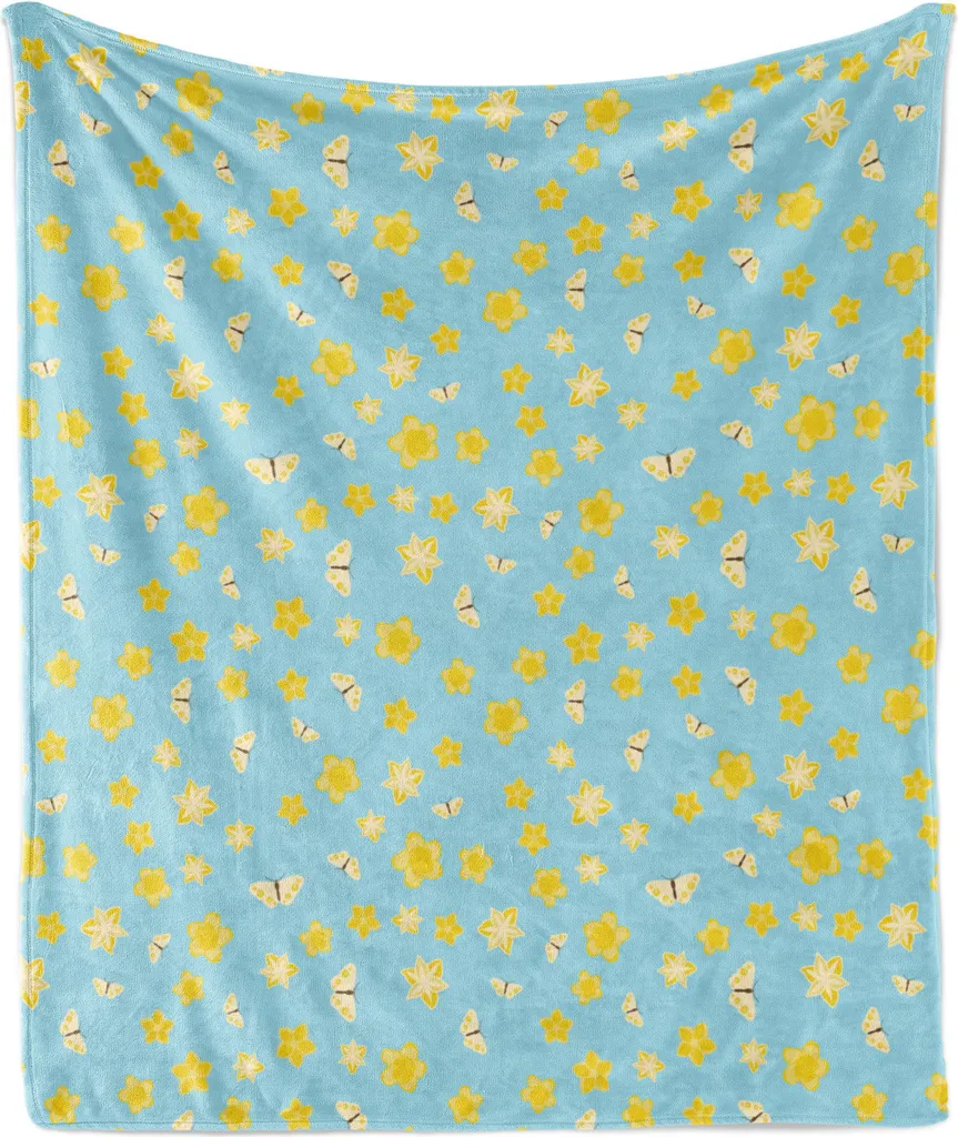 Plaid Morbido Bambini ABAKUHAUS Farfalle Pastello Blu 175x230cm