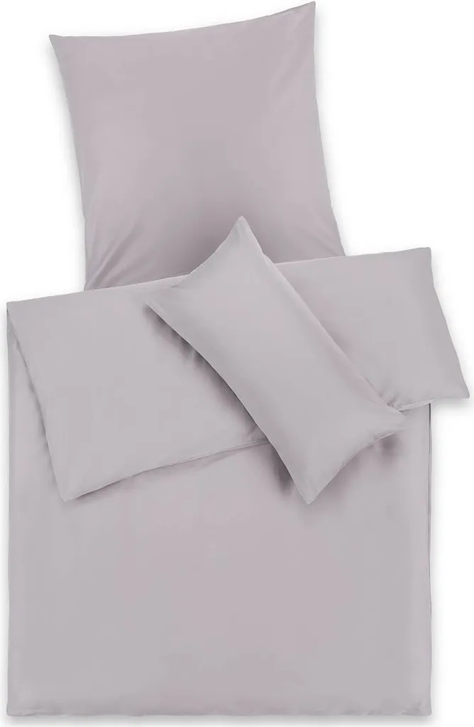 Blumtal Parure de Lit 135x200 cm en Coton Mako Satin de Qualité, Gris