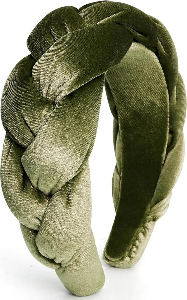 DRESHOW Fascia di velluto intrecciata Donna Costumi tradizionali Fascia vintage 94-verde militare