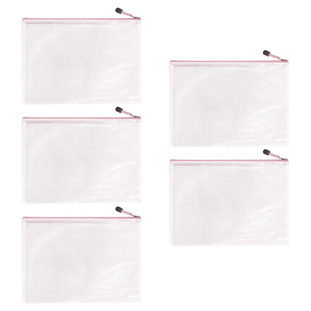5pcs Datei Bag Water Proof große Kapazität Transparent A4 Stationery Storage Ordner Dokument Organizer Office Supplies-Rosa