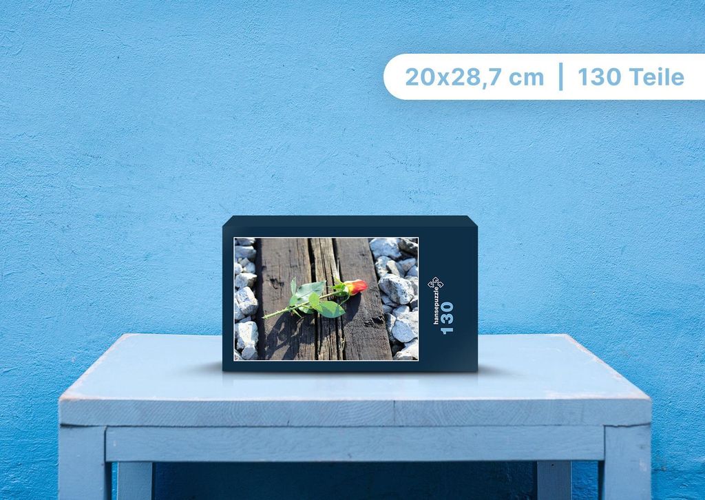 hansepuzzle 108777 - Rose Puzzle, 130 Teile, Natur, 28,7 x 20,0cm mit hochwertiger Aufbewahrung, Kartonbox und wiederverschließbarem Beutel