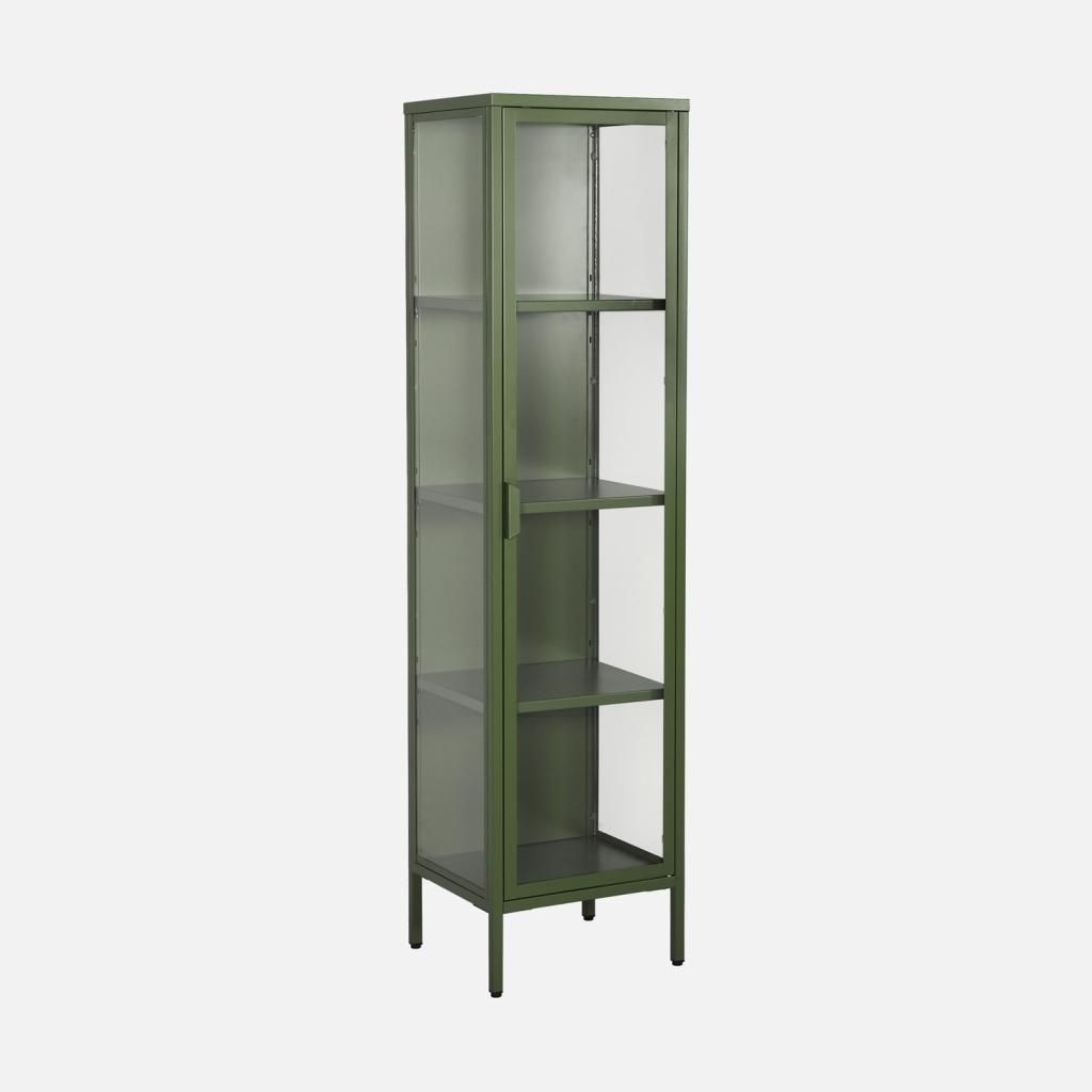 sweeek - Schrank aus Stahl und gehärtetem Glas, 1 Tür, 160 Produktbild 