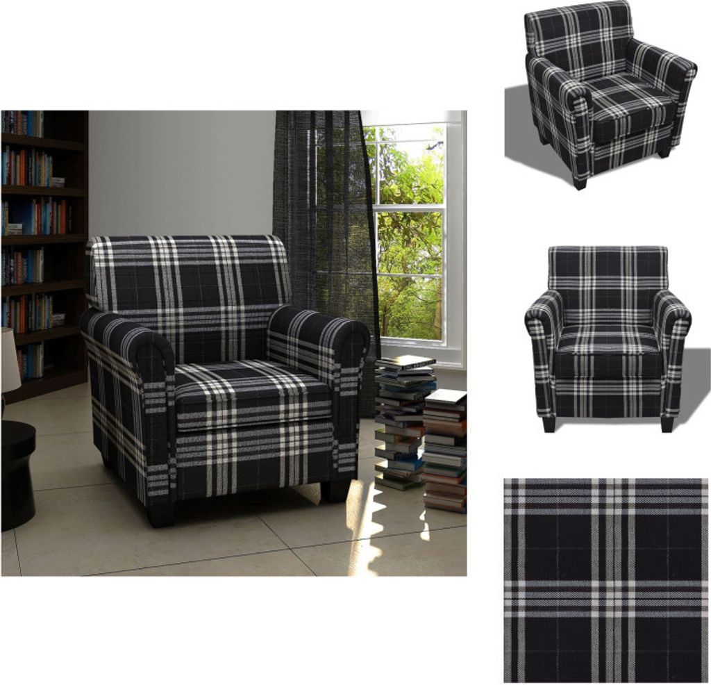 vidaXL Sessel mit Sitzpolster Schwarz Stoff - Sessel