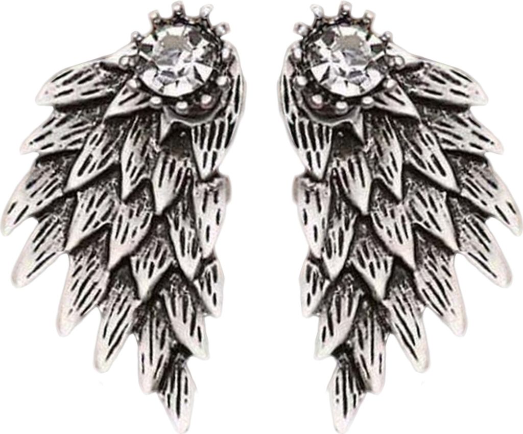 Frauen Vintage Engel Flügel Strass Ohr Jacke Ohrringe Piercing Schmuck Geschenk-Antikes Silber