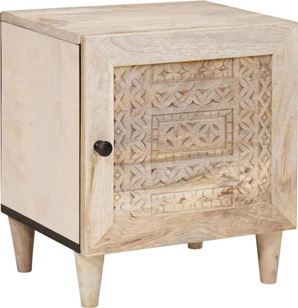 Möbel Nachtschrank 2er Set Kommode,multifunktional& Moderne - Beige 40 x 33 x 46 cm Massivholz Akazie - Nachttische & -schränke CLORIS7131390