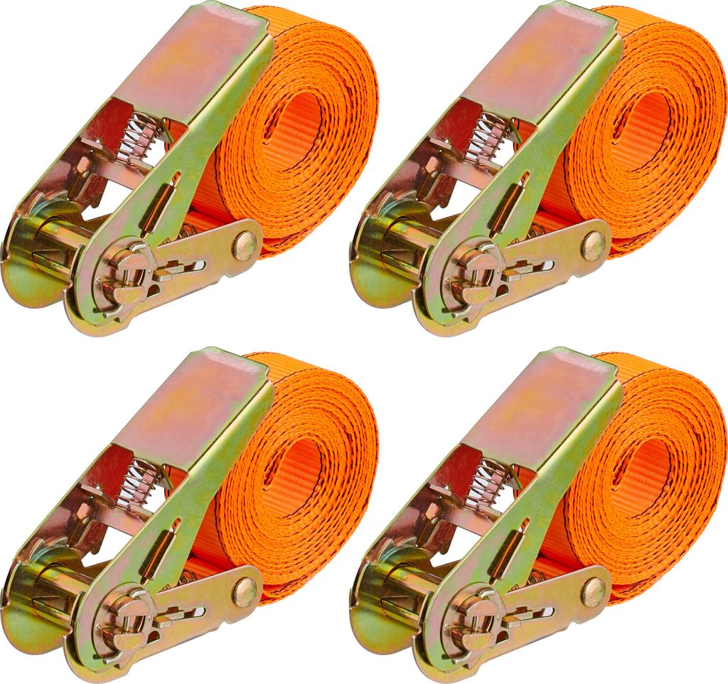 Sangles d'arrimage Relaxdays avec cliquet, lot de 4, 4 m, Image du produit 