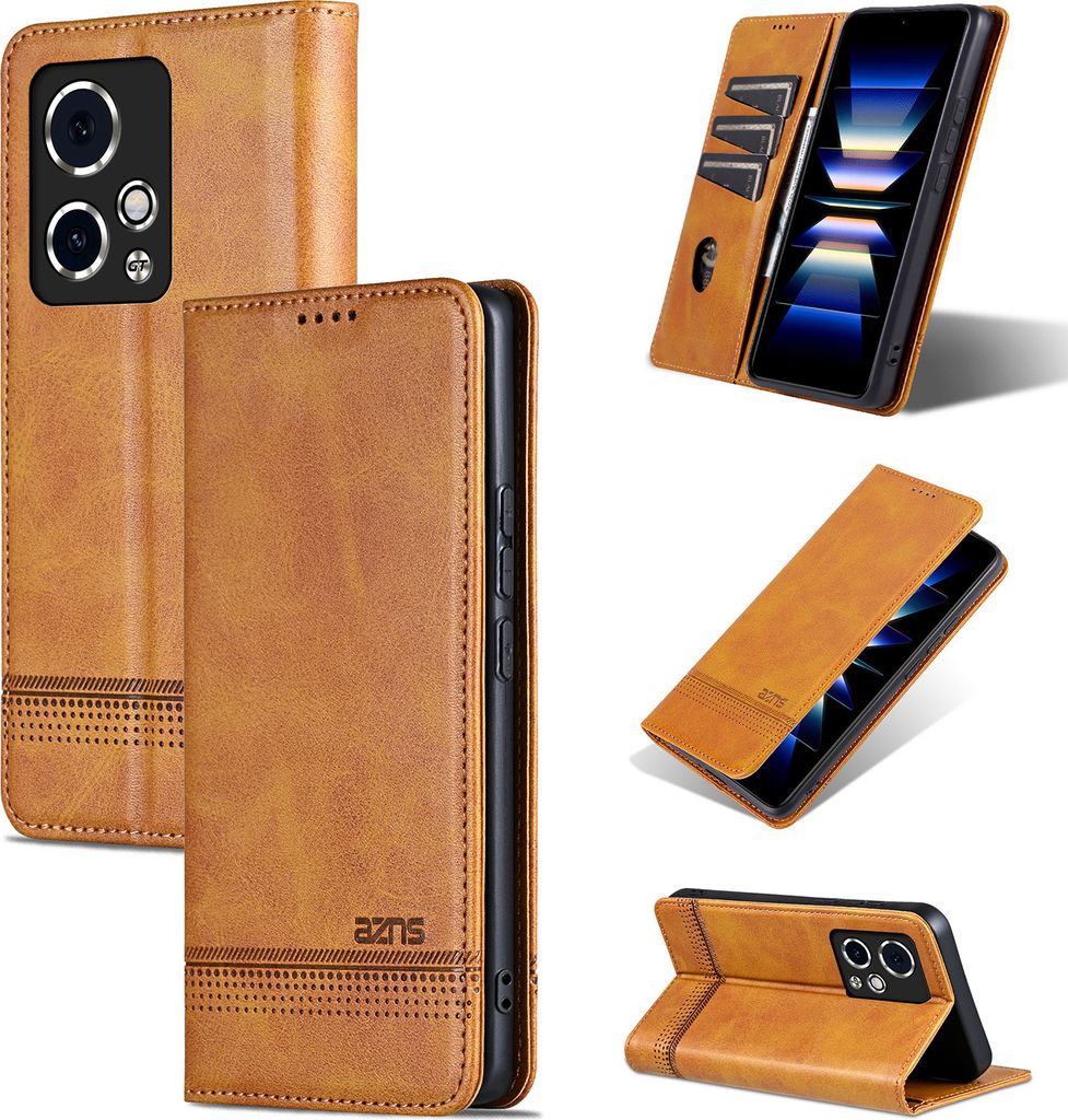 Leder Hülle für Honor 90 GT, Klapphüllen Brieftasche Magnetverschluss Ständer Schutzhülle Gelb