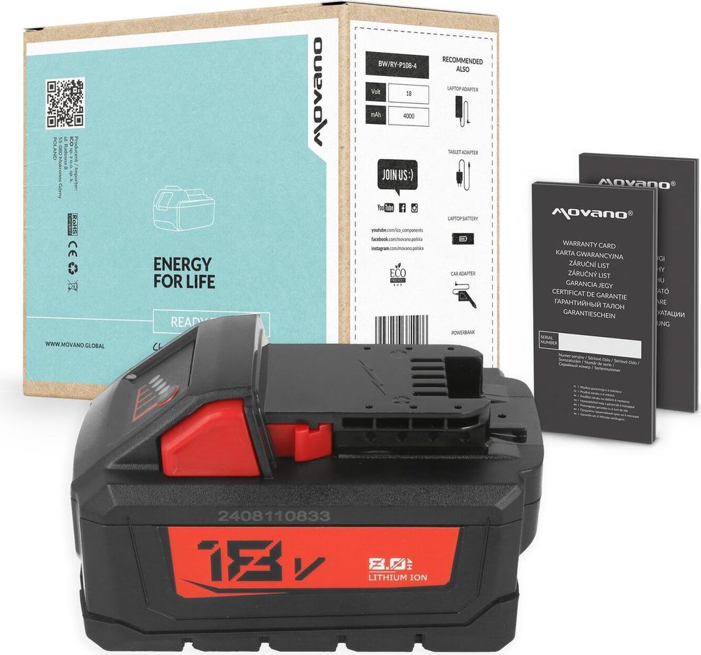 Akku für Milwaukee M18 B5 18V 8.0Ah