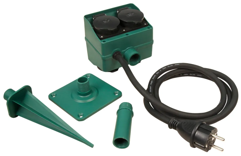 REV Garten Multiprise Jardin 4 Prises avec Piquet et Câble 1,5m 0595009555