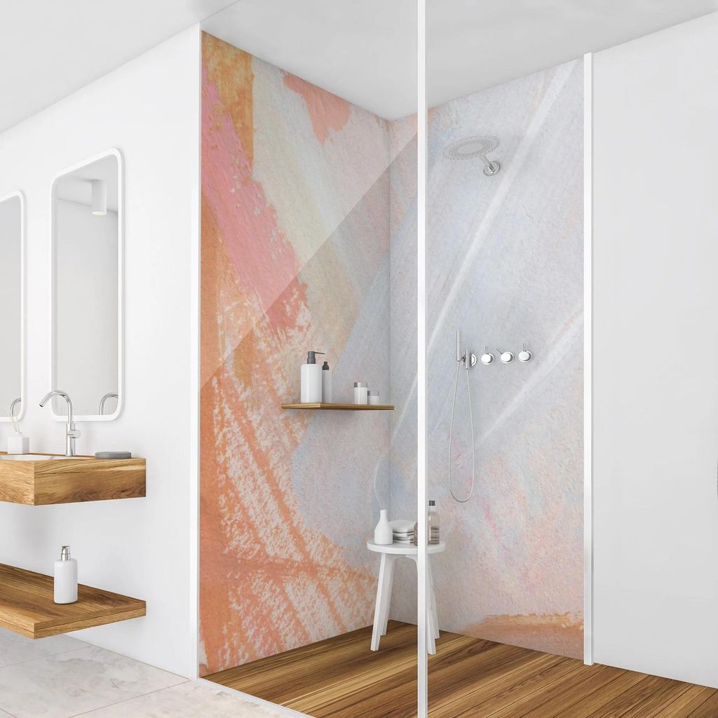 Duschrückwand originell selbstklebend - 0.35 mm Wandpaneel wasserfest Design bunt Badrückwand fugenlos Smart matt 90x190 cm