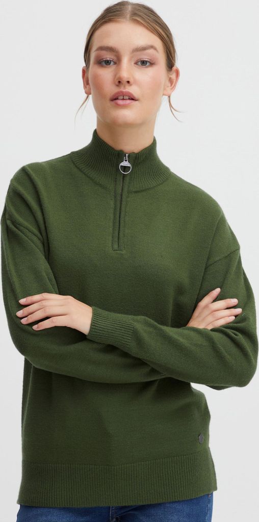 OXMO OXRita - 21800080ME Damen Strickpullover Troyer Grobstrick Pullover