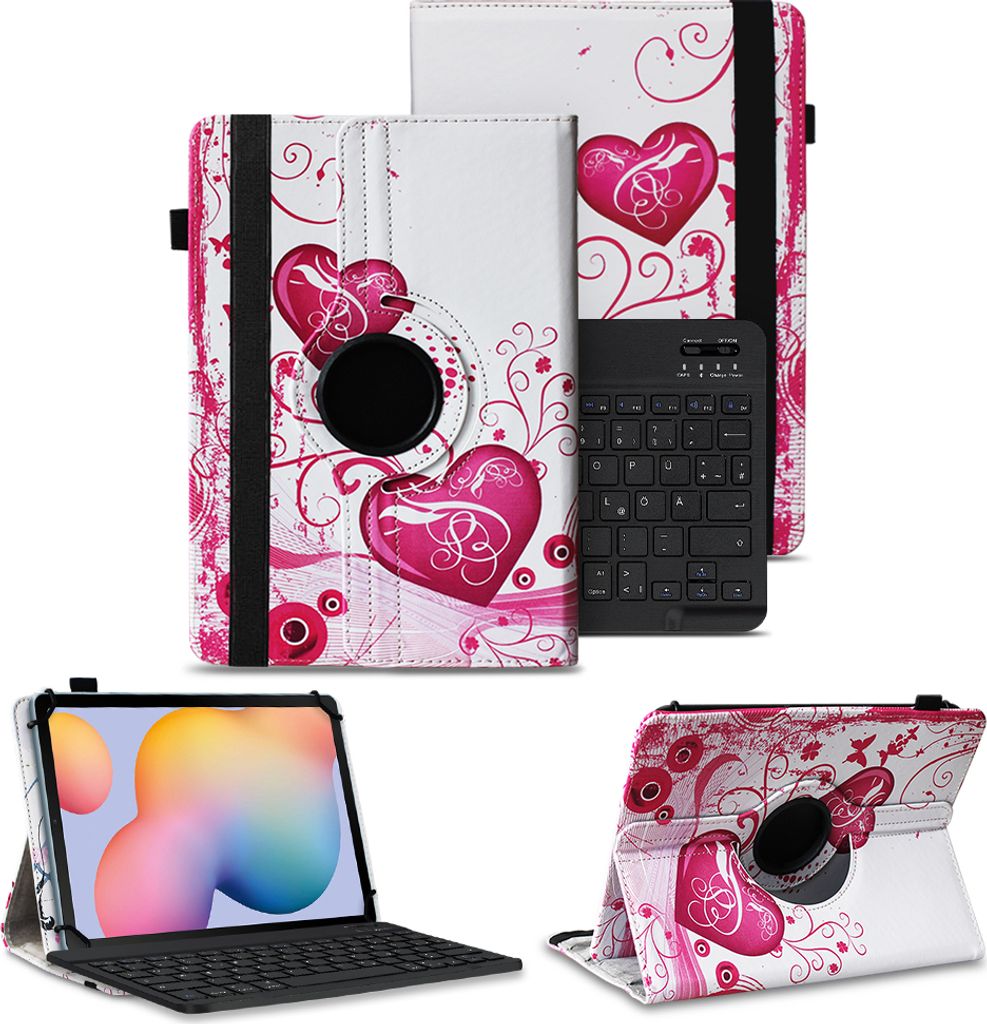 Schutzhülle für Samsung Galaxy Tab S6 Lite Hülle Tablet Tasche QWERTZ TastaturFarben:Motiv 6