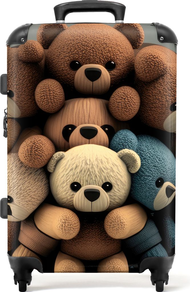 NoBoringSuitcases.com Großer Koffer - Teddybär - Teddy - Braun - Design - Jungen - Mädchen - Kombinationsschloss TSA - Hartschalen Trolley 4 R...