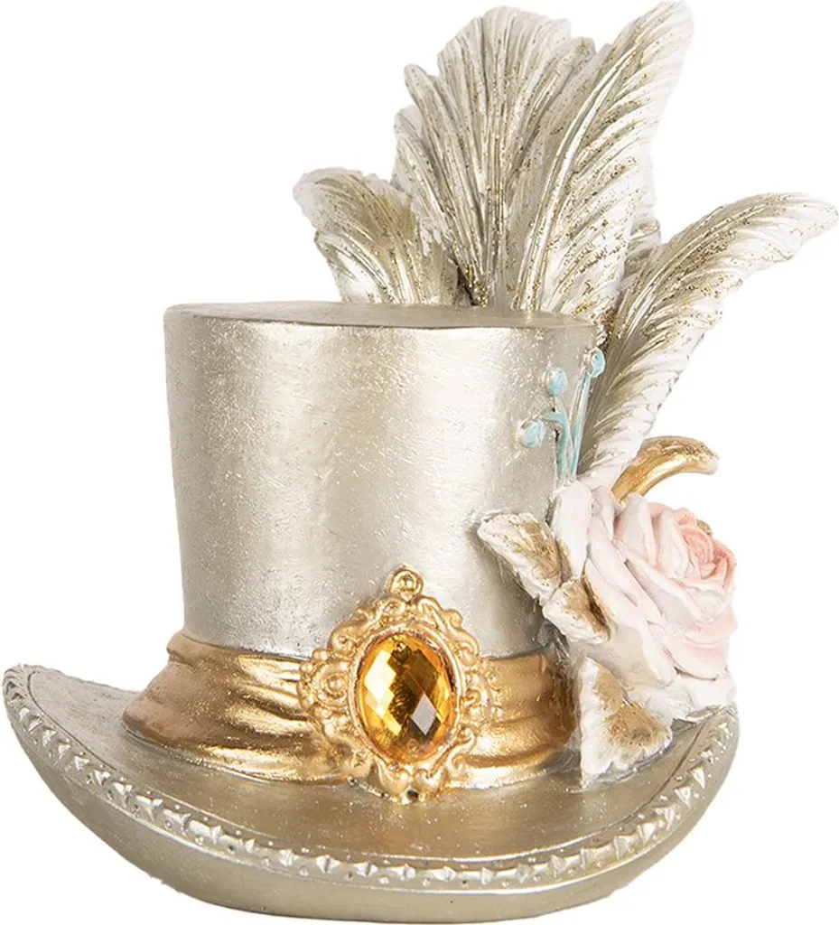 Décoration Chapeau Argenté Incassable pour Salon Moderne 13x11x13 cm