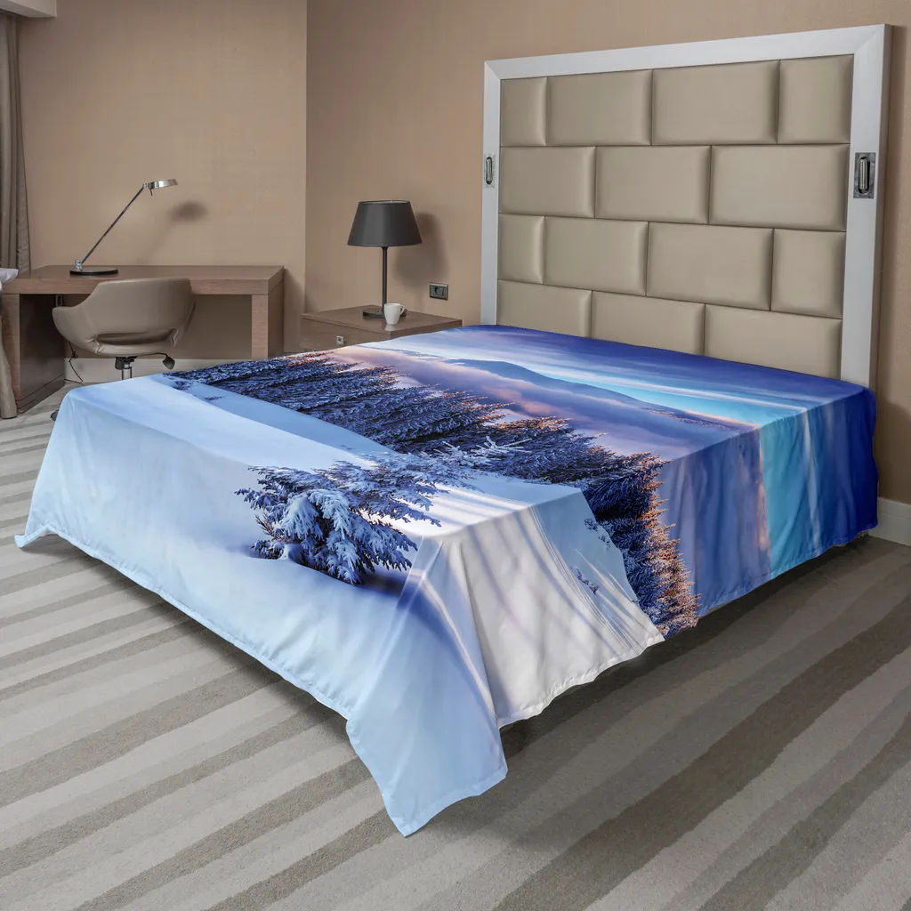 Drap plat décoratif hivernal 244x205 cm pour un lit doux et chaleureux