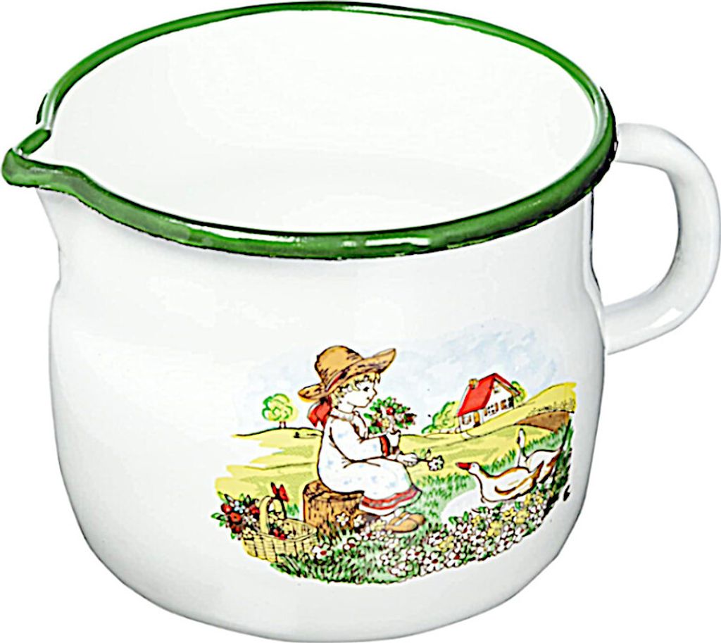 Karl Krüger Milchtopf GÄNSEKIND 12 cm Emaille weiß mit Produktbild 