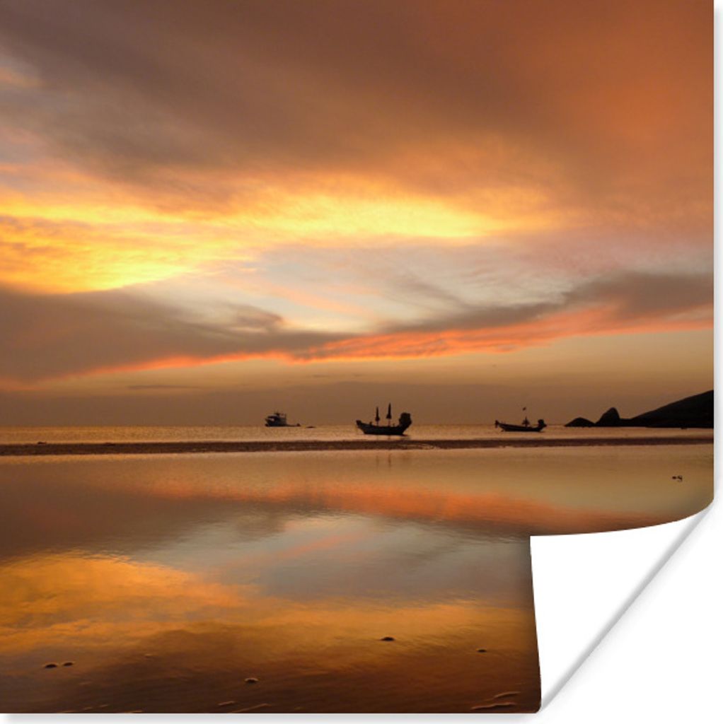 MuchoWow Poster Sonnenuntergang über dem Sairee Beach auf Ko Tao in Thailand. 100x100 cm - Babyzimmer