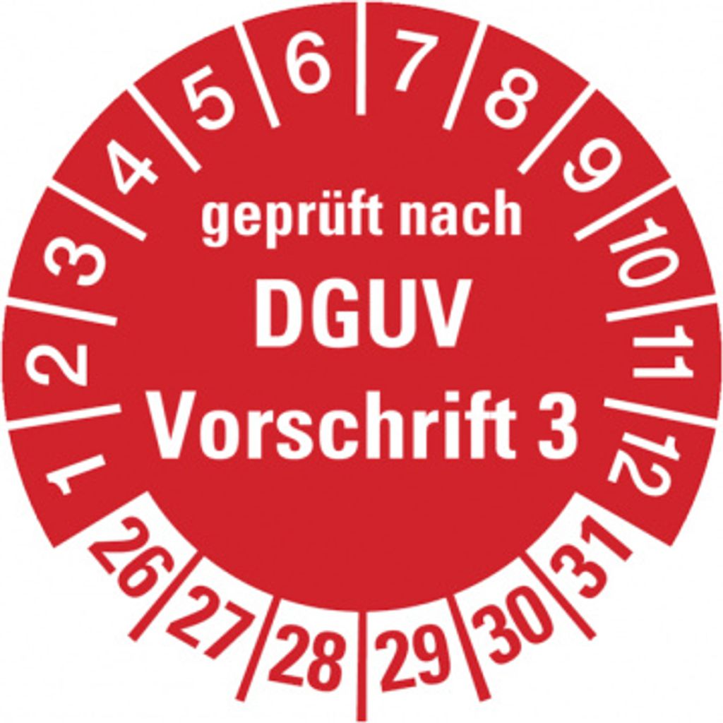 Dreifke Aufkleber Prüfplakette, nach DGUV Vorschrift 3, rot/weiß, Ø ...