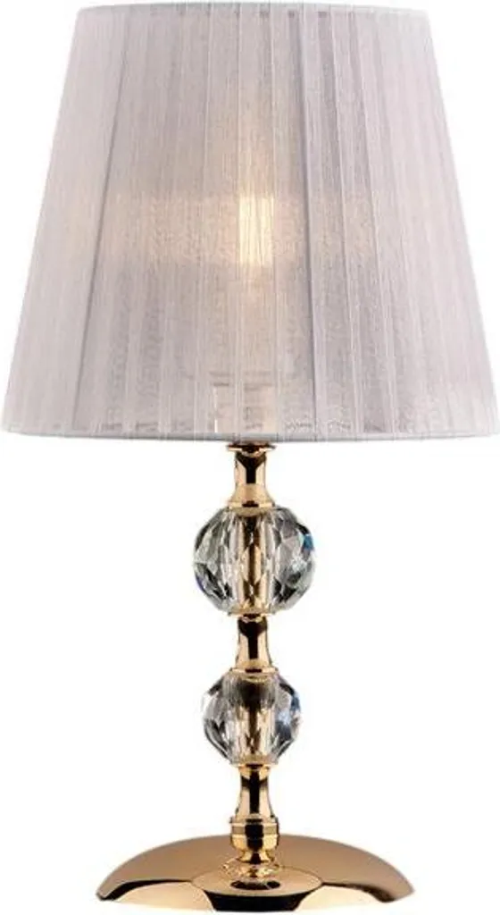 Luminaire de Table Ruben Doré et Cristal H.36cm avec Abat-jour Inclus