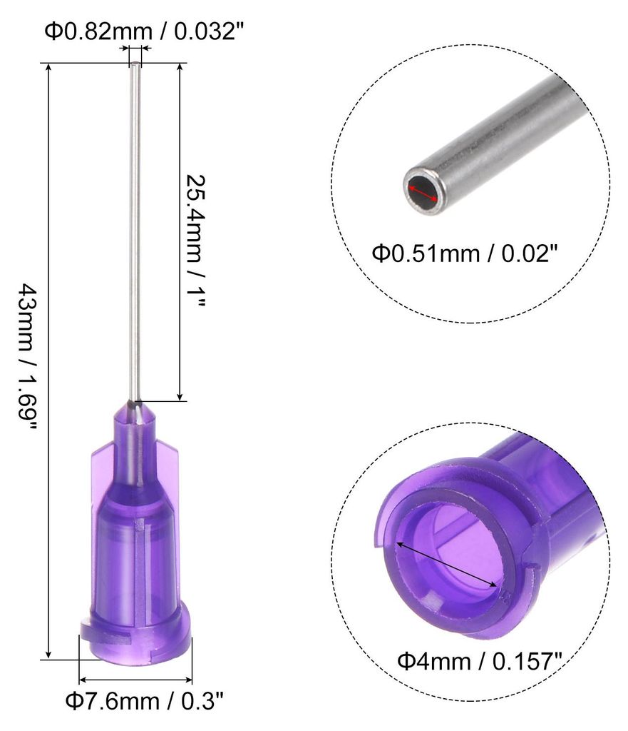 Industrielle Stumpfe Spitzen Kanš¹len 21G 1 Zoll L?nge mit Luer Lock Schraubanschluss, Dosierkanš¹le fš¹r Flš¹ssigklebepistole, 60 Stš¹ck...