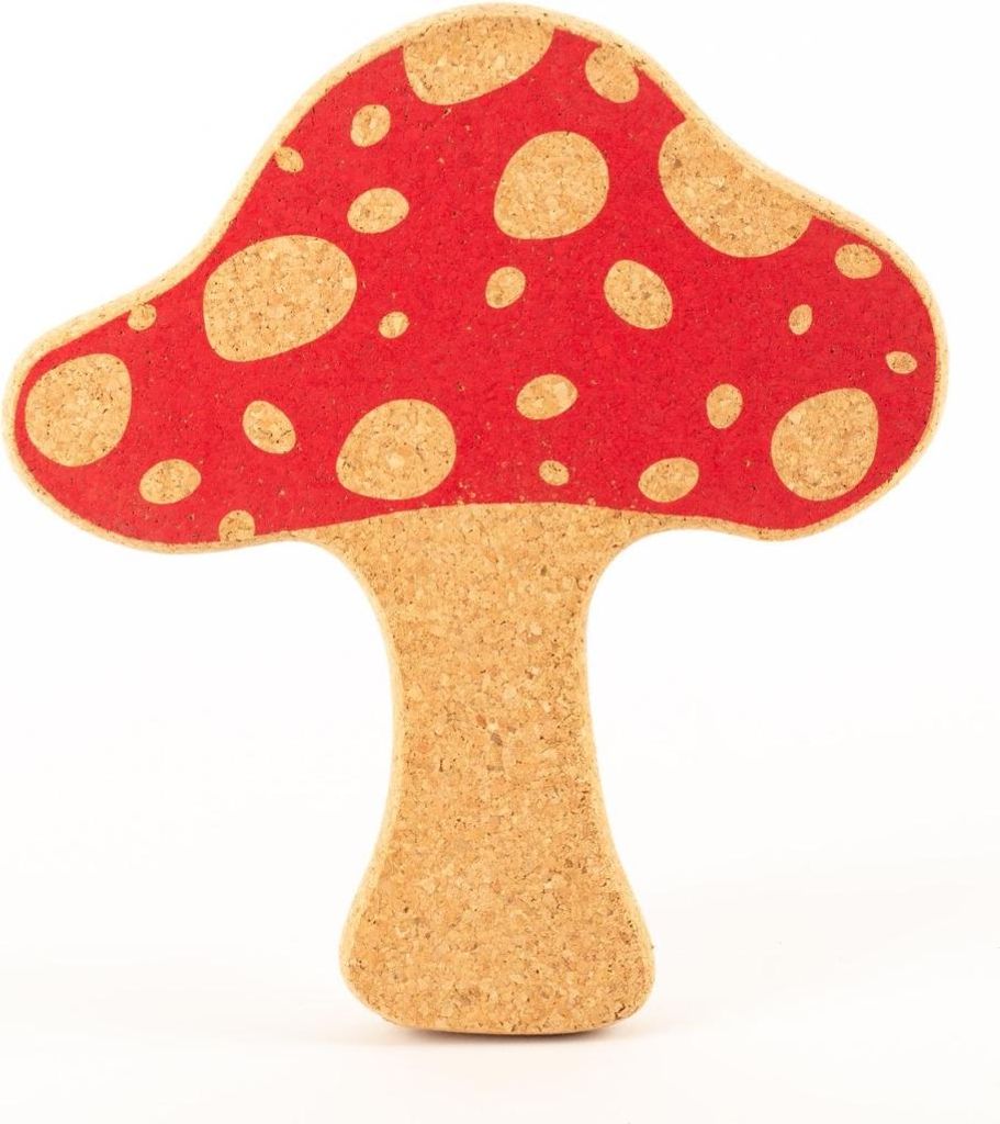 INNA-Glas Fliegenpilz Untersetzer ULAS, Natur-rot, 24,5x22,5x2cm - Korkuntersetzer
