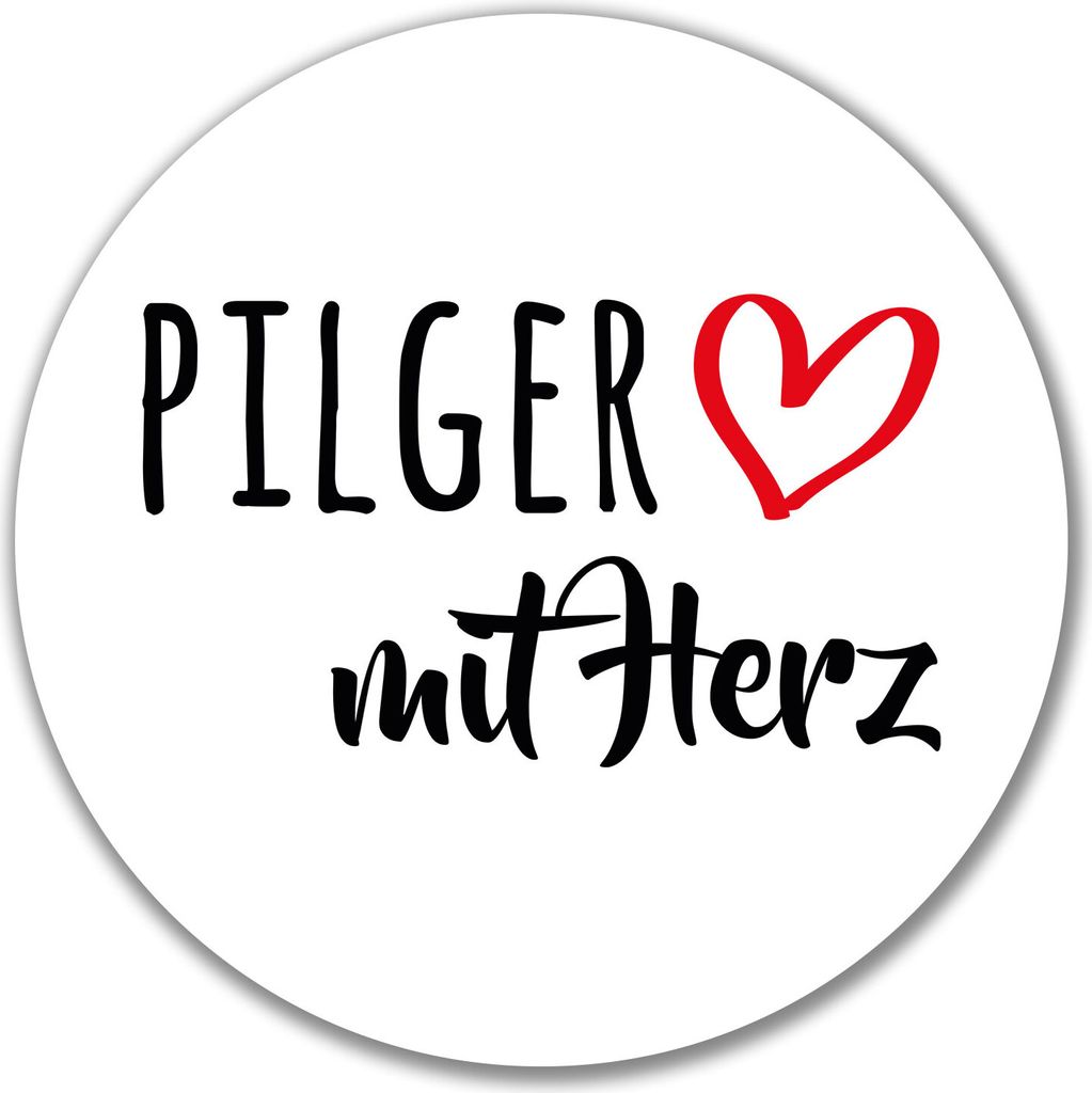 Huuraa Aufkleber Pilger mit Herz 10cm rund Sticker Geschenkidee