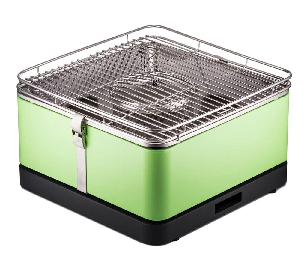 JUNG Tischgrill ARIZONA rauchfreier Holzkohlegrill Mobil 33x33x20cm tragbar Smokeless, Balkon Grill, Smokeless Rauchfrei Mobil tragbar, Tischgrill