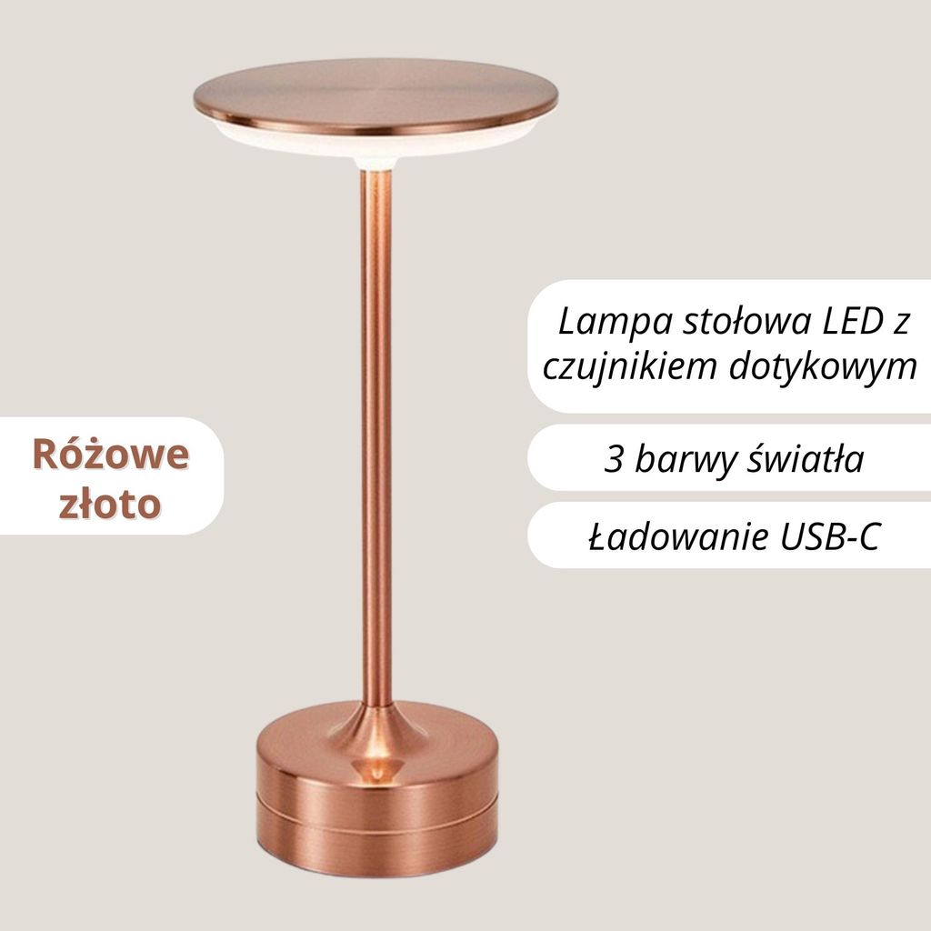 Lampa stołowa LED z czujnikiem dotykowym – 3 kolory Zdjęcie produktu 