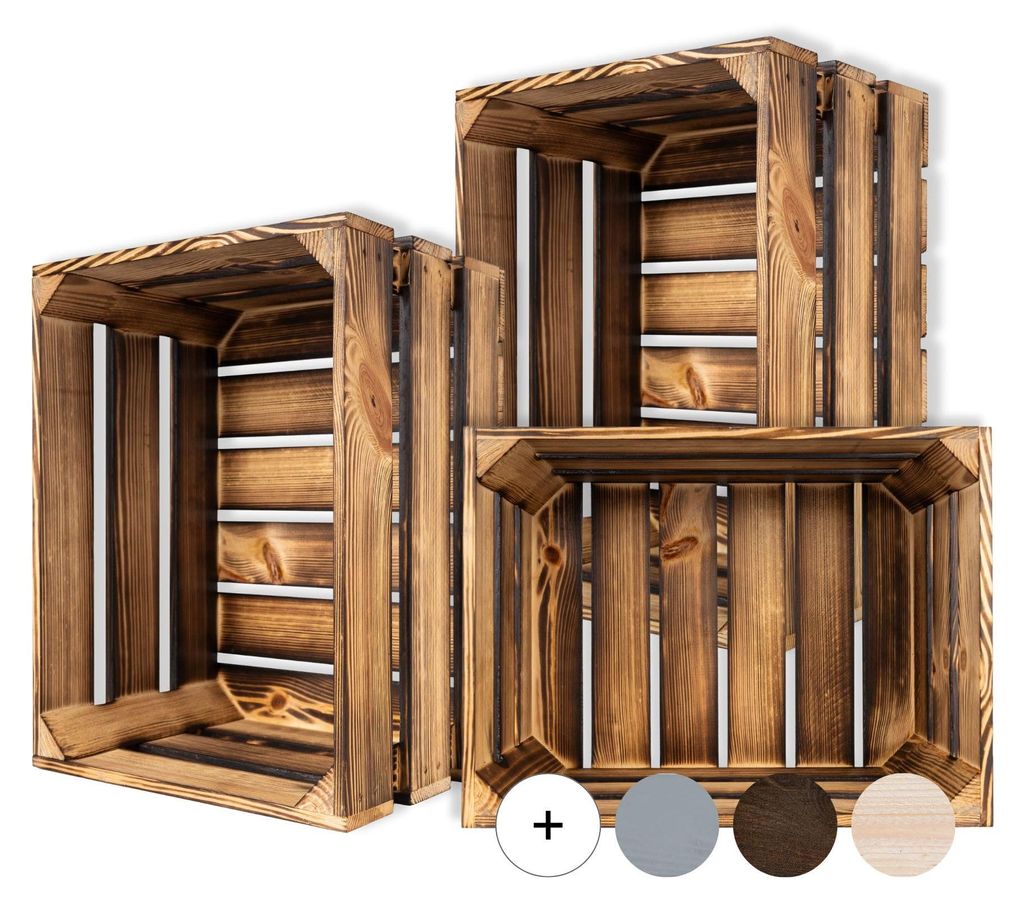 Creative Deco Houten 3 x Krat Vintage, 40 x 30 x 23 cm Productafbeelding 