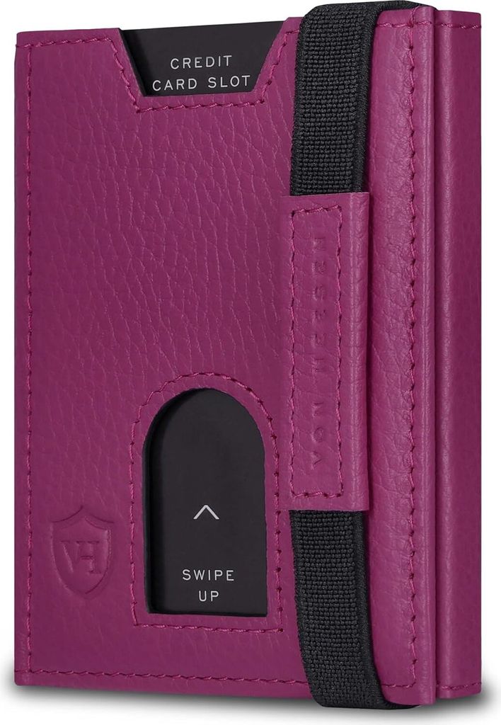 Slim Wallet mit XL Münzfach & RFID-Schutz - Leder Geldbeutel - Mini Geldbörse für Herren und Damen - Kartenetui Echtleder Karten Portemonnaie klein