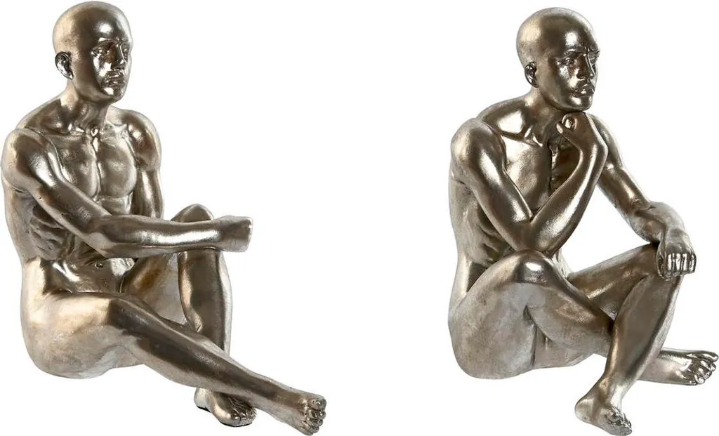 Figurine décorative Home ESPRIT Or Argent 19 x 22 cm - Set de 2 pièces