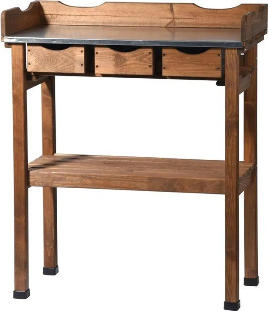 Banc de jardin bois et métal galvanisé avec 3 tiroirs de rangement 90cm