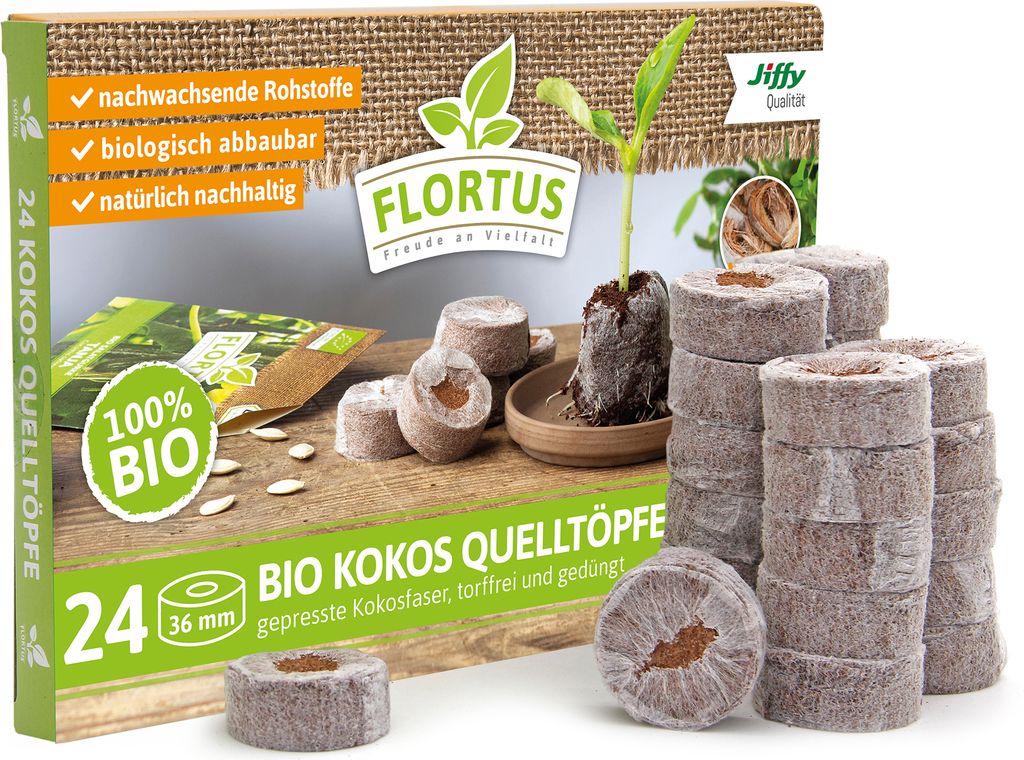 Kokos Quelltöpfe 36 mm |  Kokos Quelltöpfe von FLORTUS, Produktbild 