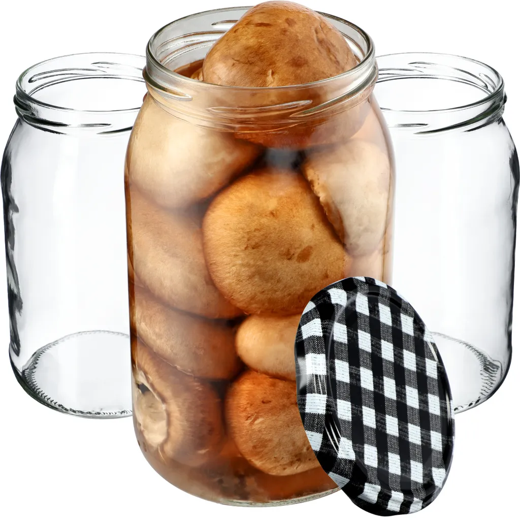 KADAX barattoli per conserve 900 ml, barattoli per conserve, barattoli per conserve con coperchio a vite, barattoli per conserve utilizzabili come barattoli per marmellata, barattoli per la conservazione, barattoli per conserve (8 pezzi, nero a scacchiera) - 10