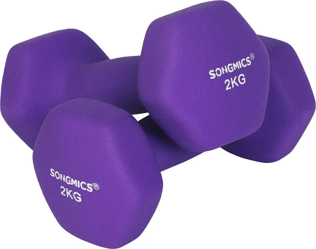 Haltères 2 kg Violets : Ne Glissent Pas et Protègent vos Sols de Salon
