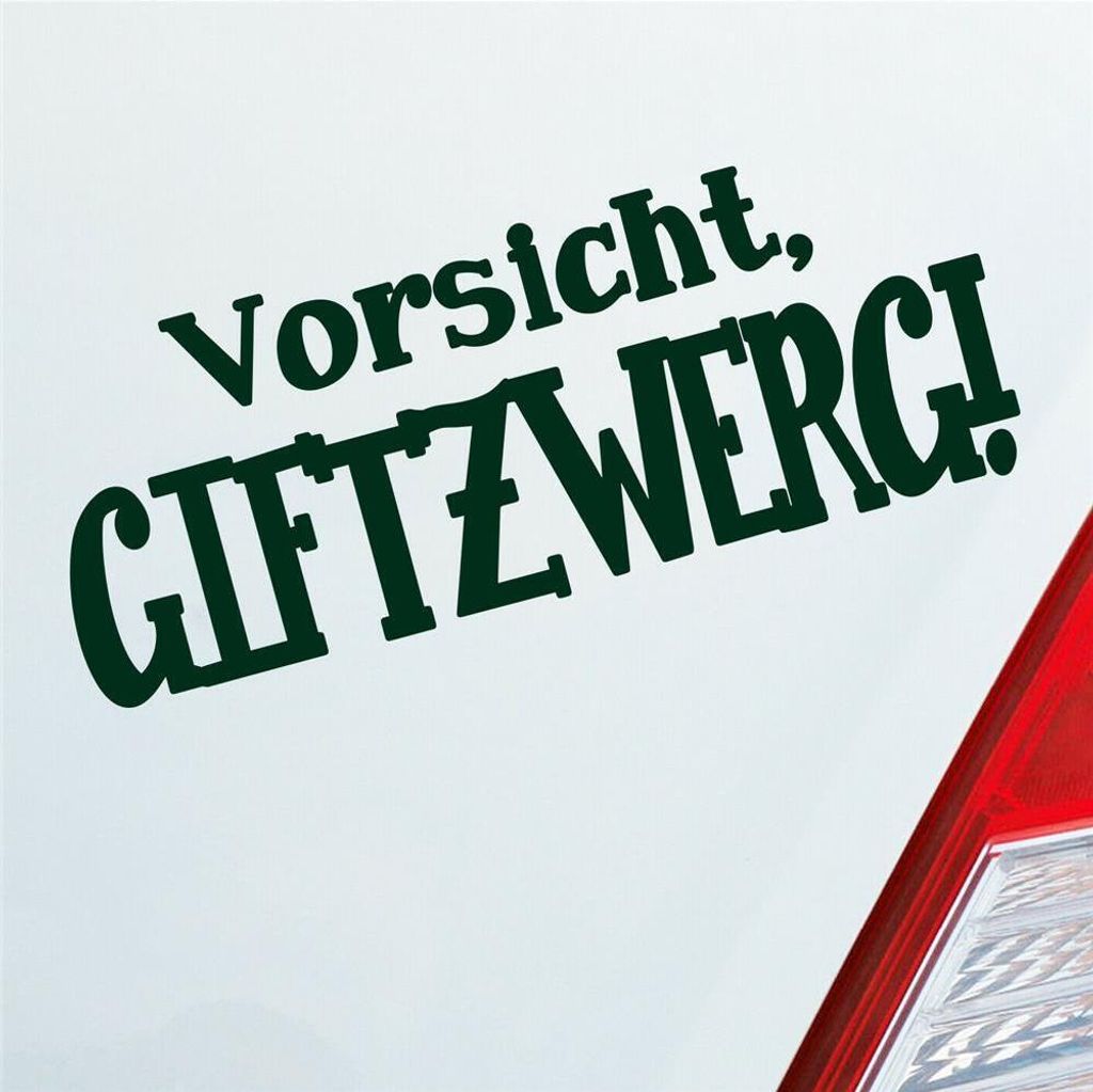 Auto Aufkleber Vorsicht Giftzwerg Zwerg Gift JDM 15x6 cm Dunkelgrün Sticker Heckscheibenaufkleber