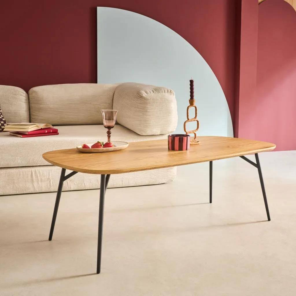 Tavolino Rettangolare Rovere e Metallo Nero - Coffee Table Design - 3