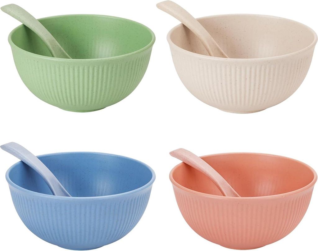 Allecto Premium - Graankommen Set von 8 Stück - Unzerbrechliches Plastikgeschirr - 750 ml - Camping und Picknick - Leicht und groß - Servierschal...